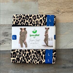 Honeydew Intimates Leopard Print Jersey Pajama Set - Black, Tan